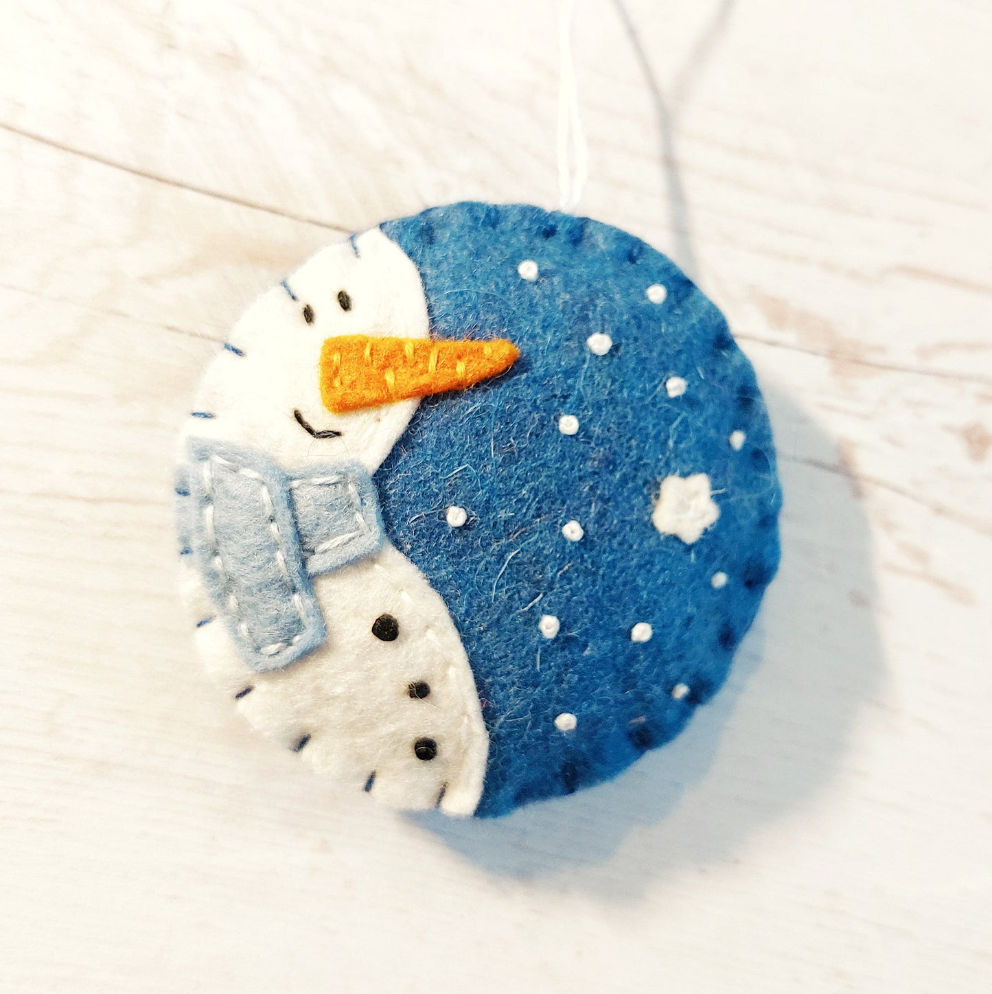 Snowmen felt ornament SET OF 6, blue and white home decoration with free shipping