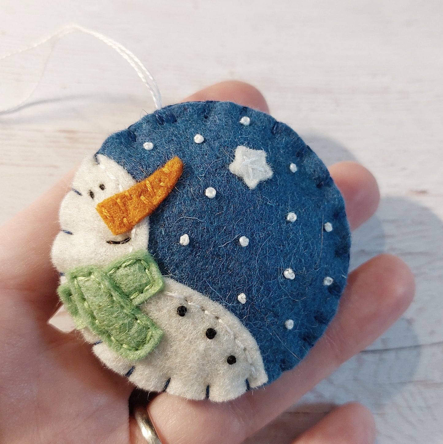 Snowmen felt ornament SET OF 6, blue and white home decoration with free shipping