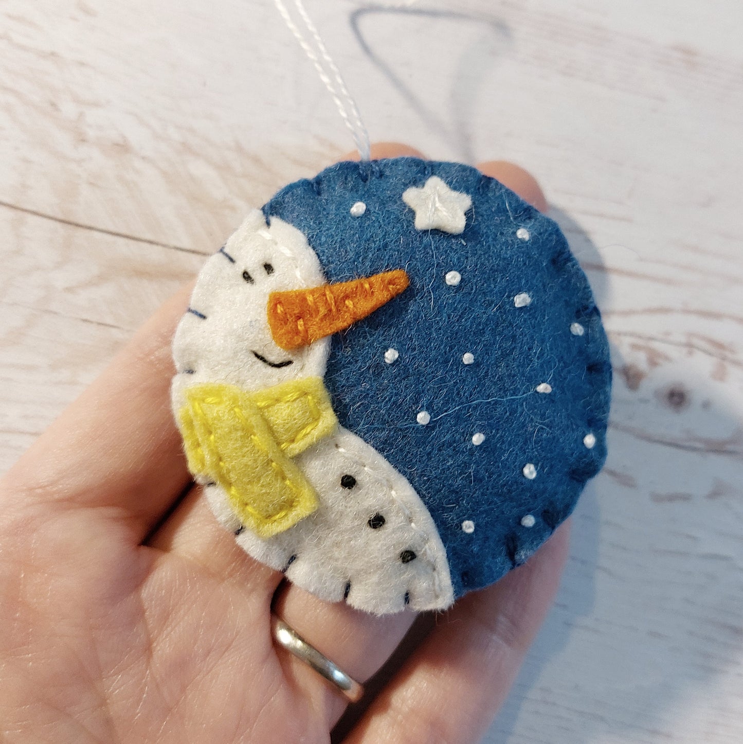 Snowmen felt ornament SET OF 6, blue and white home decoration with free shipping
