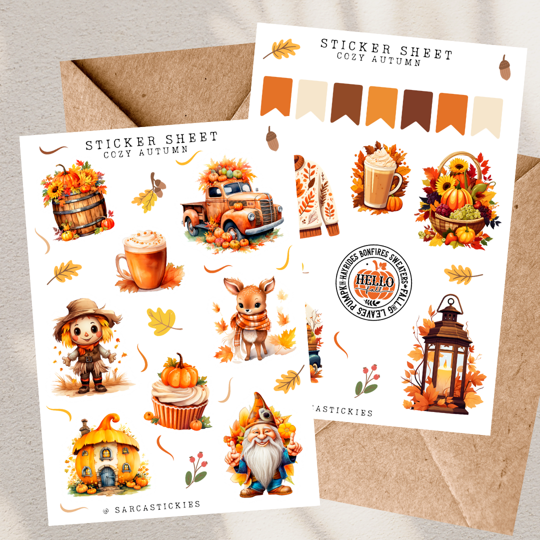 Cozy autumn sticker sheet set