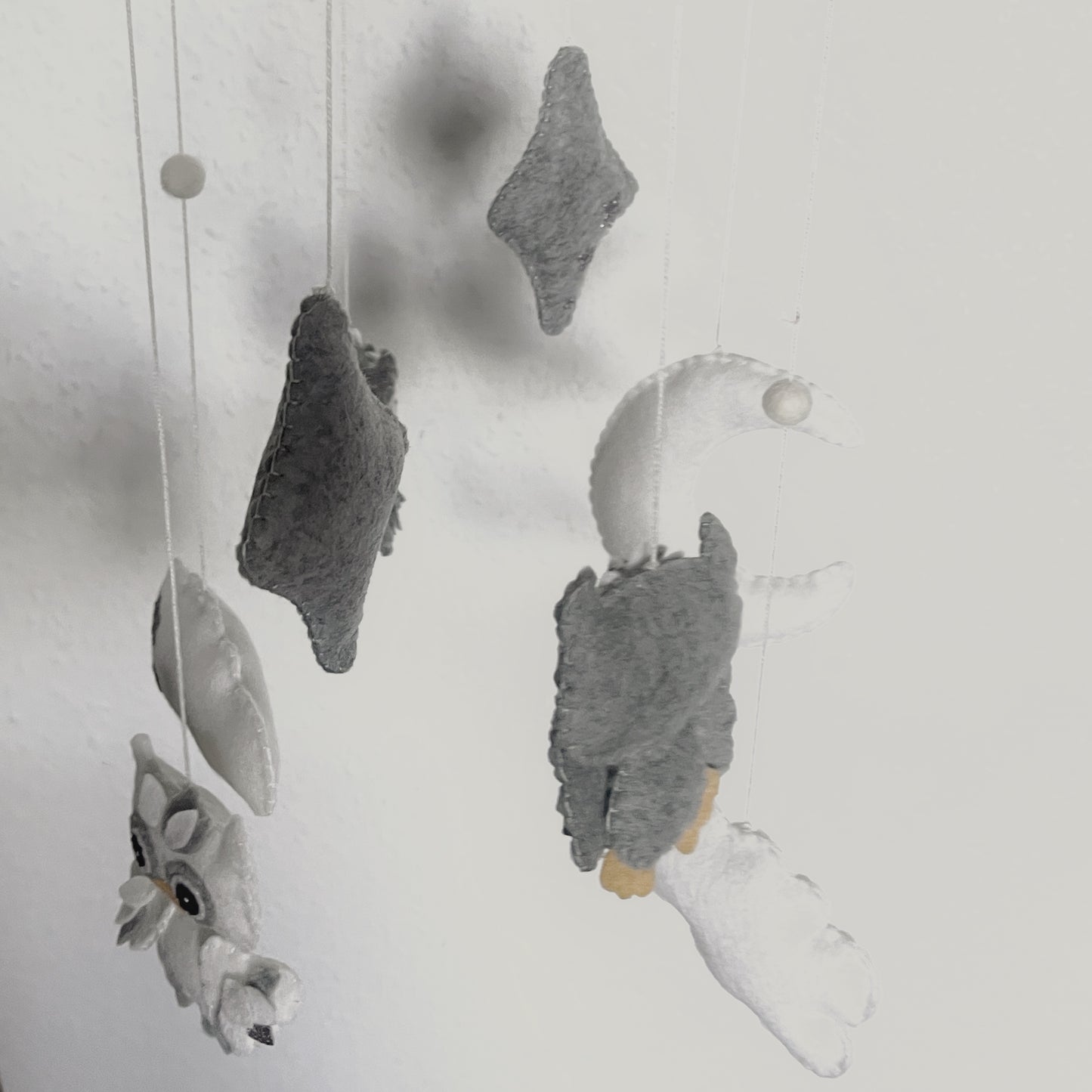 Handmade Felt Baby Mobile — Owl, Moon & Stars