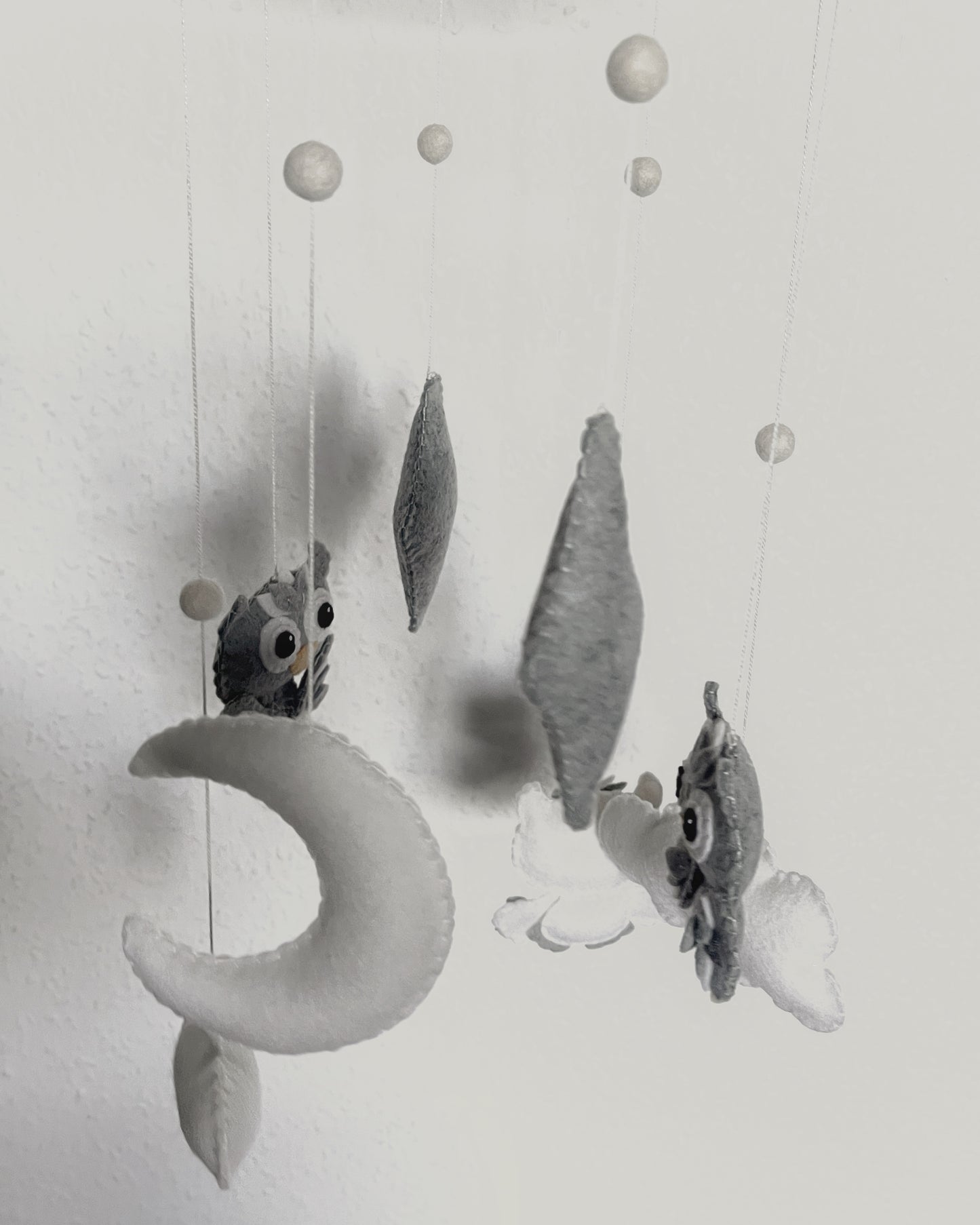 Handmade Felt Baby Mobile — Owl, Moon & Stars