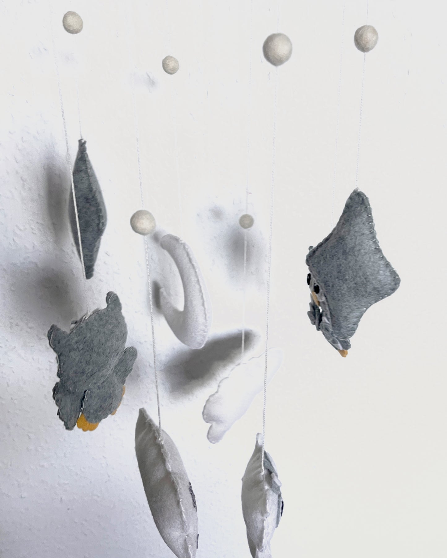 Handmade Felt Baby Mobile — Owl, Moon & Stars