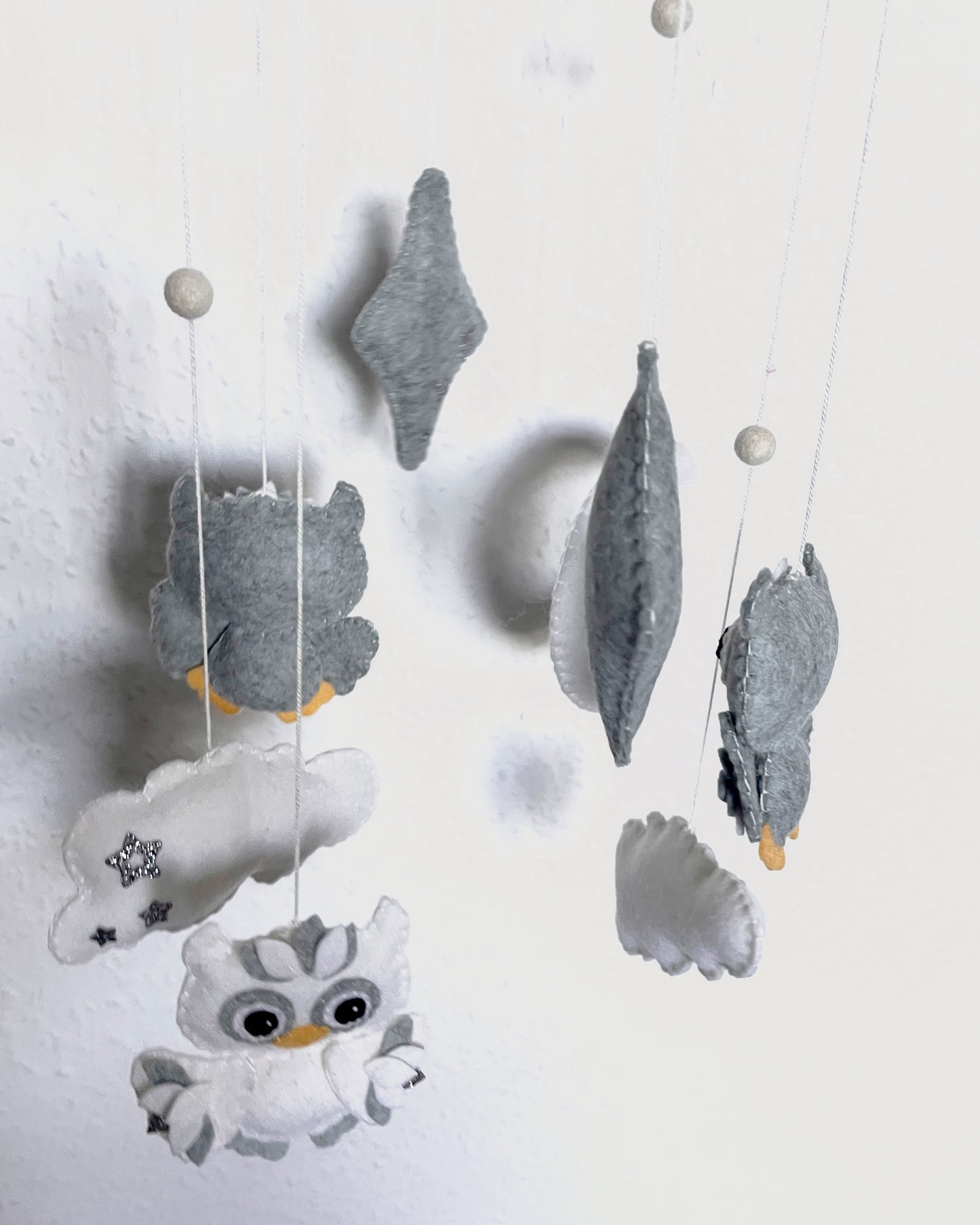 Handmade Felt Baby Mobile — Owl, Moon & Stars