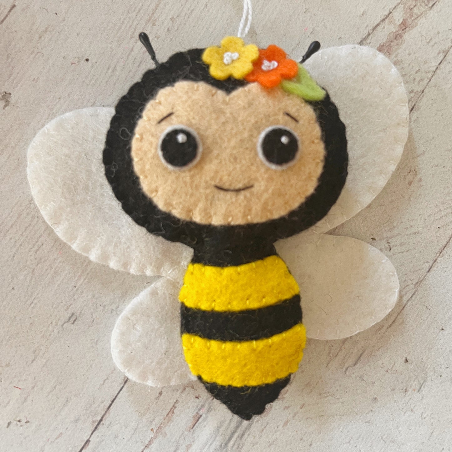 Handmade Felt Bee Ornament – 100% Wool Felt