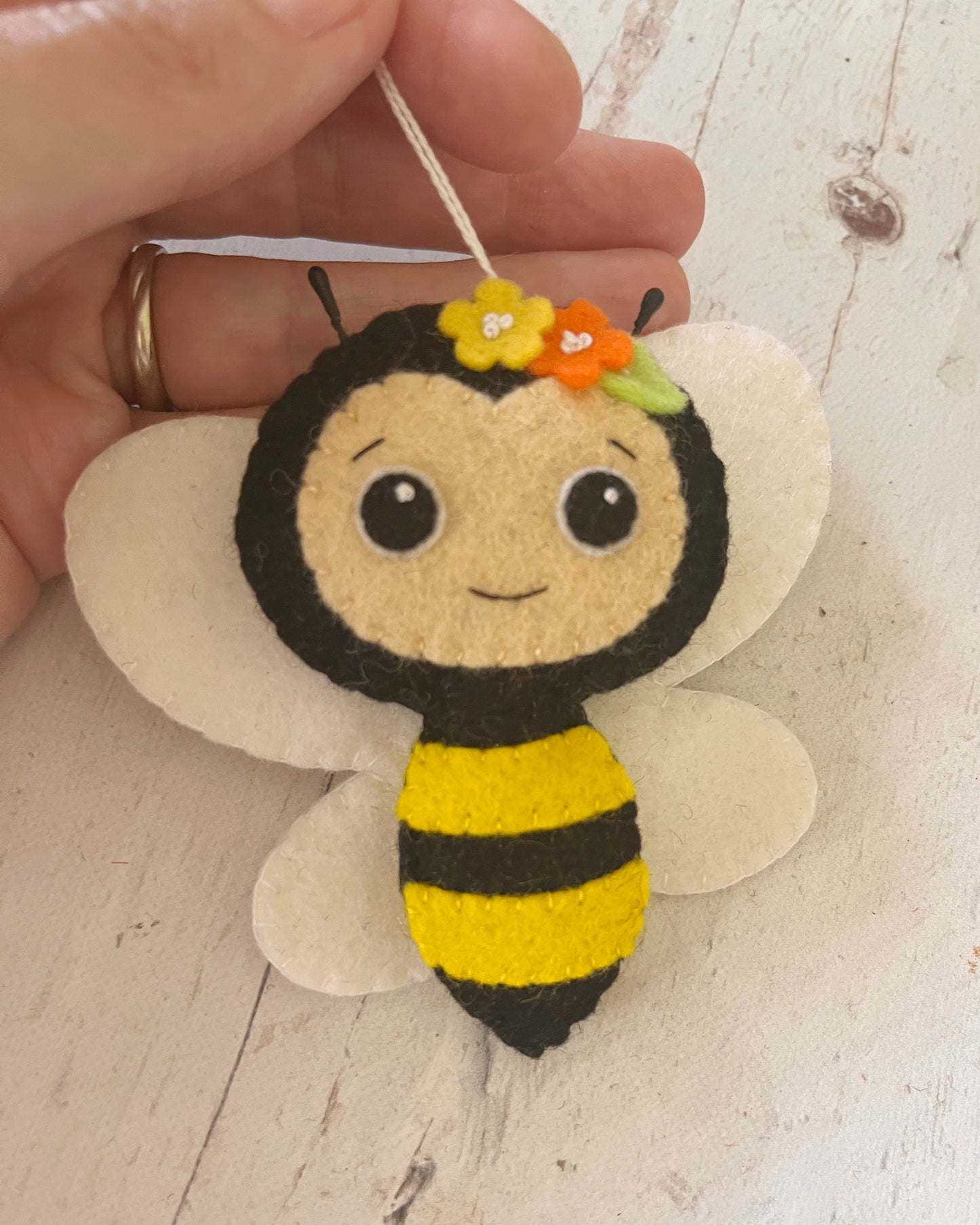 Handmade Felt Bee Ornament – 100% Wool Felt