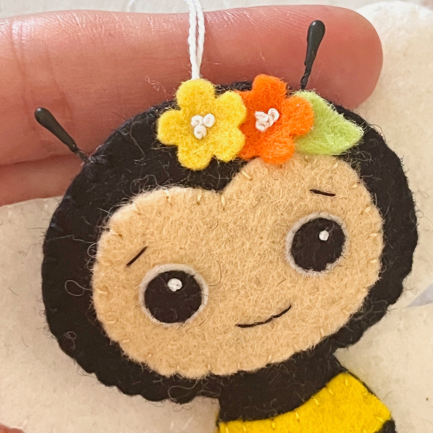 Handmade Felt Bee Ornament – 100% Wool Felt
