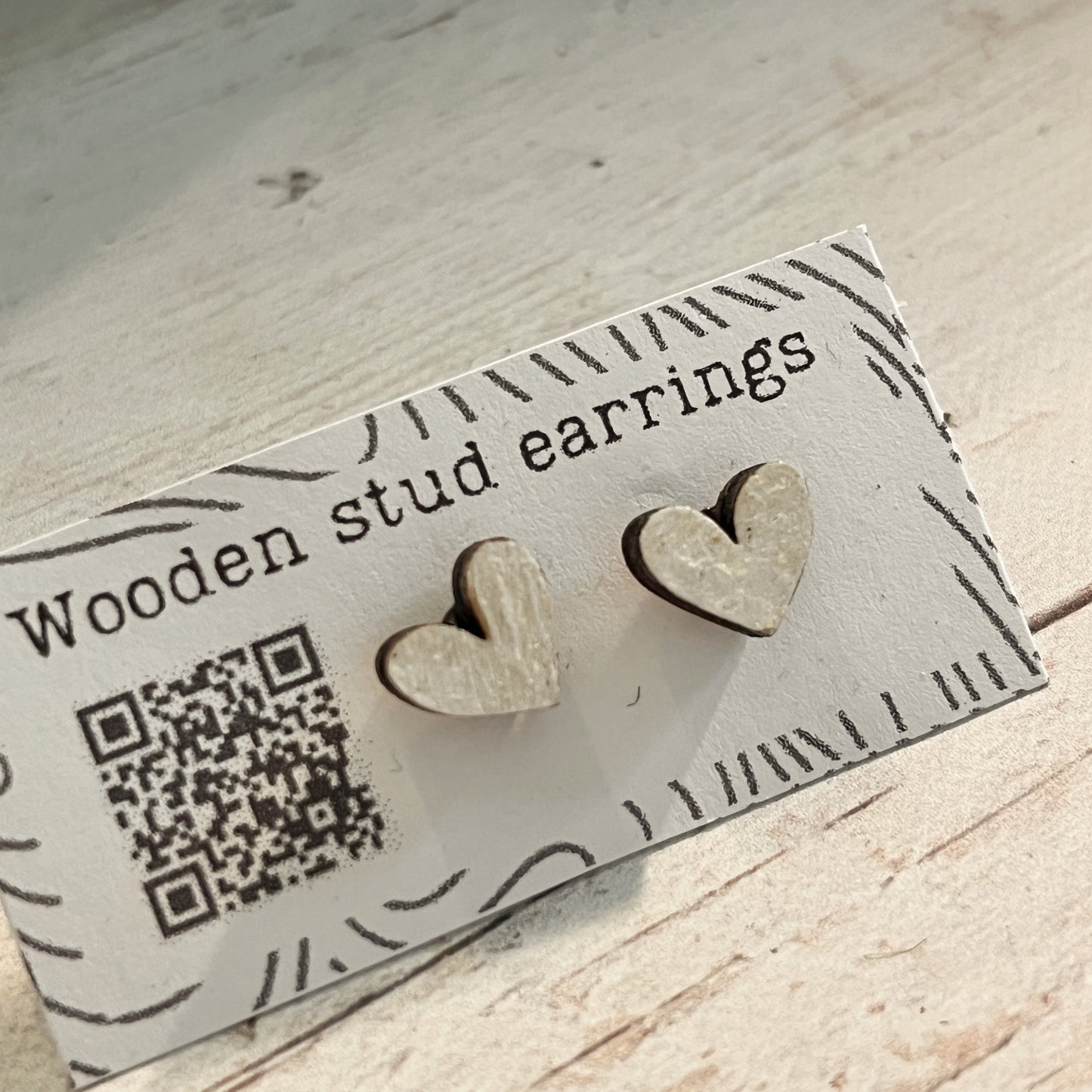 Hand Painted Wooden Mini Heart Stud Earrings — Red Heart Jewellery — Handmade Valentine's Gift