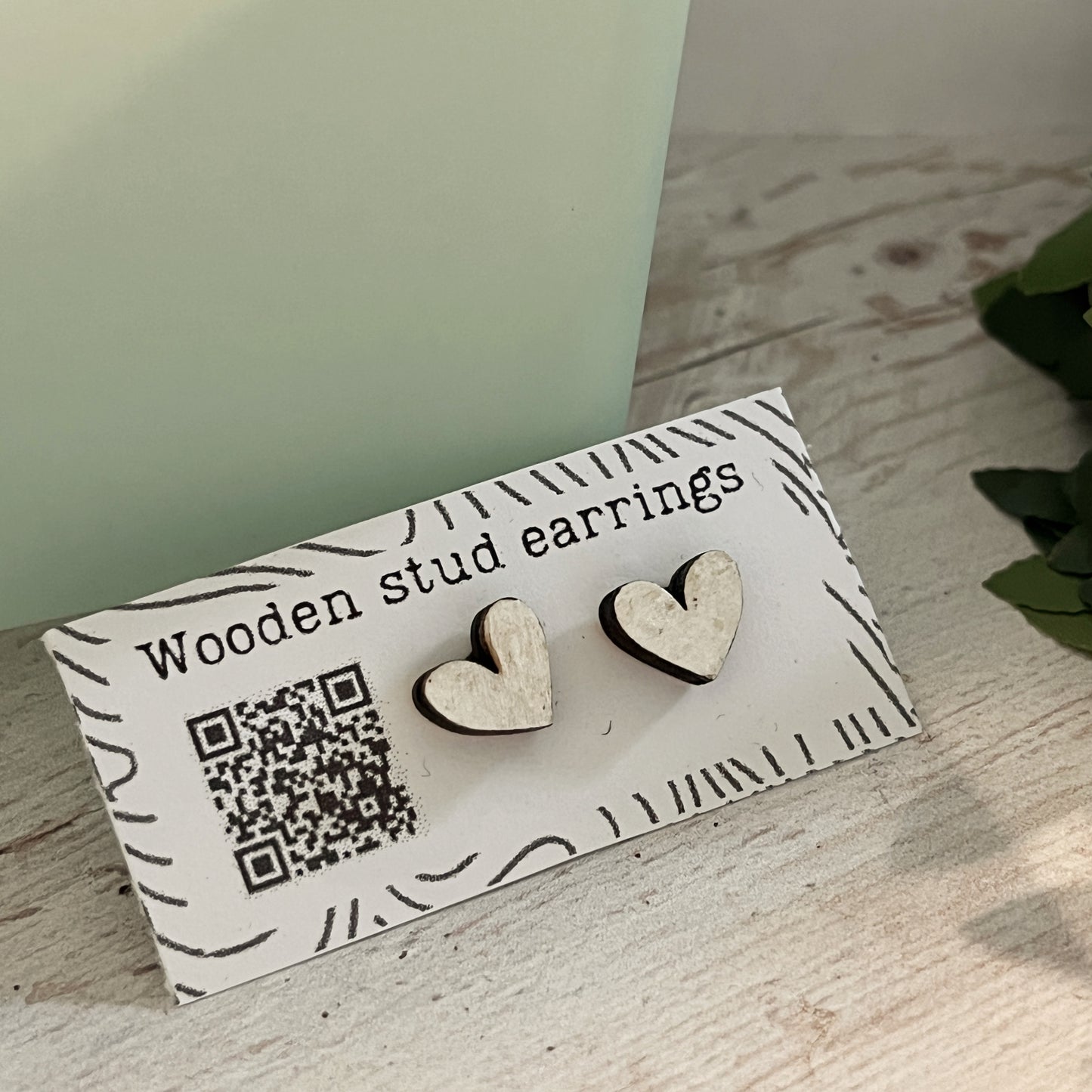 Hand Painted Wooden Mini Heart Stud Earrings — Red Heart Jewellery — Handmade Valentine's Gift