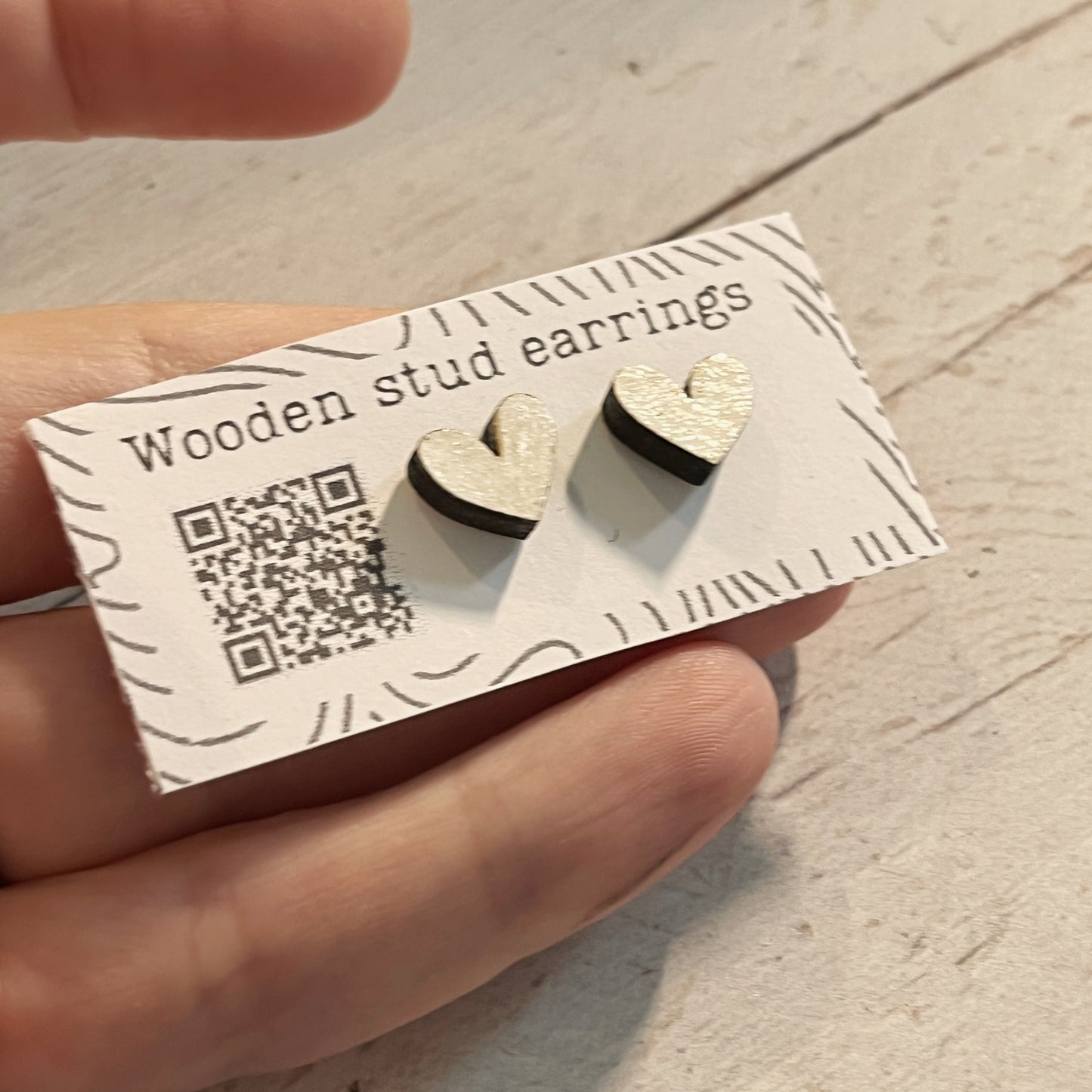 Hand Painted Wooden Mini Heart Stud Earrings — Red Heart Jewellery — Handmade Valentine's Gift