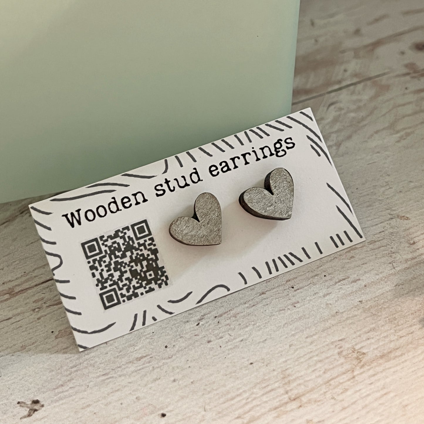 Hand Painted Wooden Mini Heart Stud Earrings — Red Heart Jewellery — Handmade Valentine's Gift
