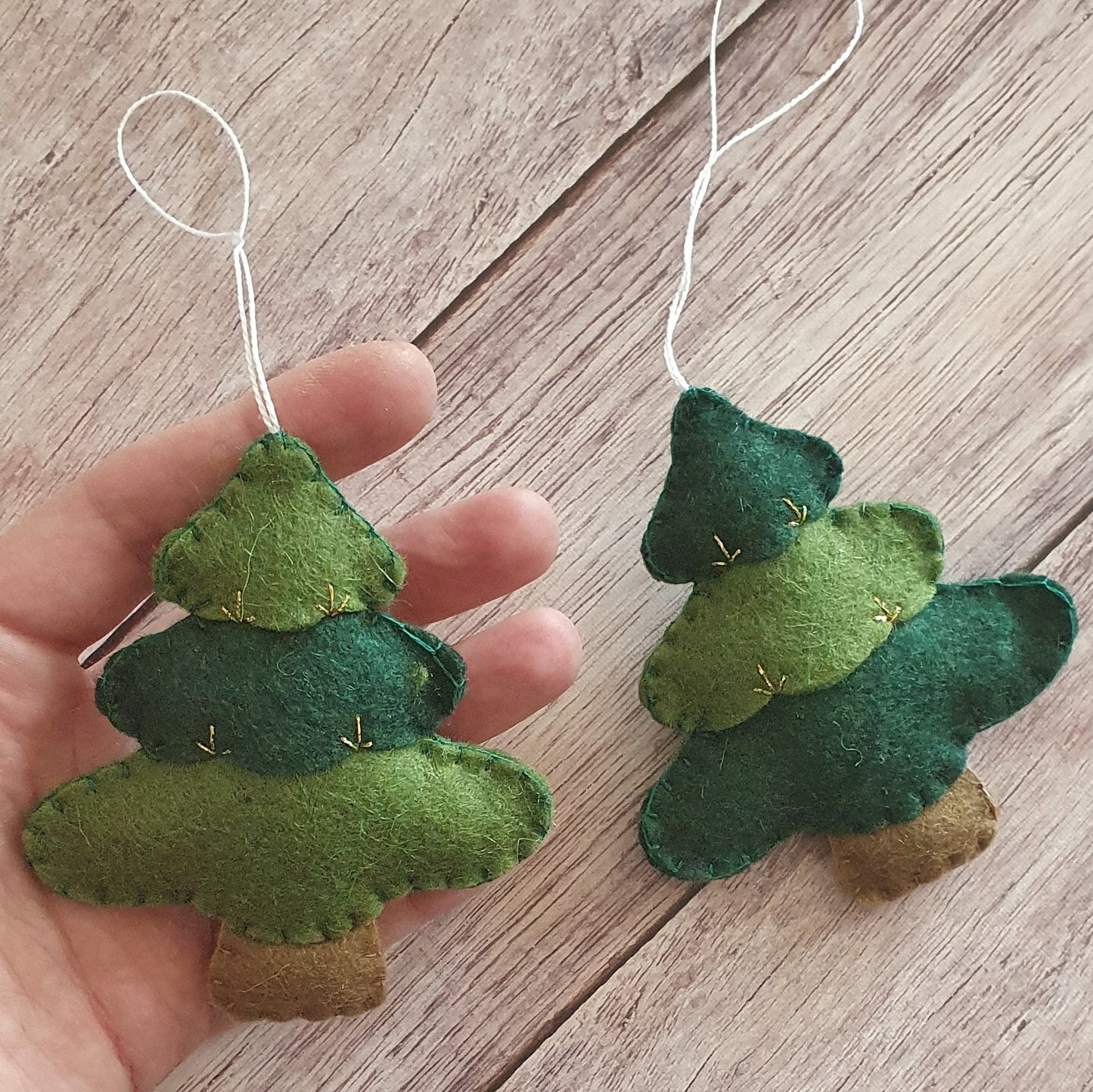 Christmas tree ornament - felt hanging decoration - Christmas/Housewarming home decor - hand embroidered - for x-mas