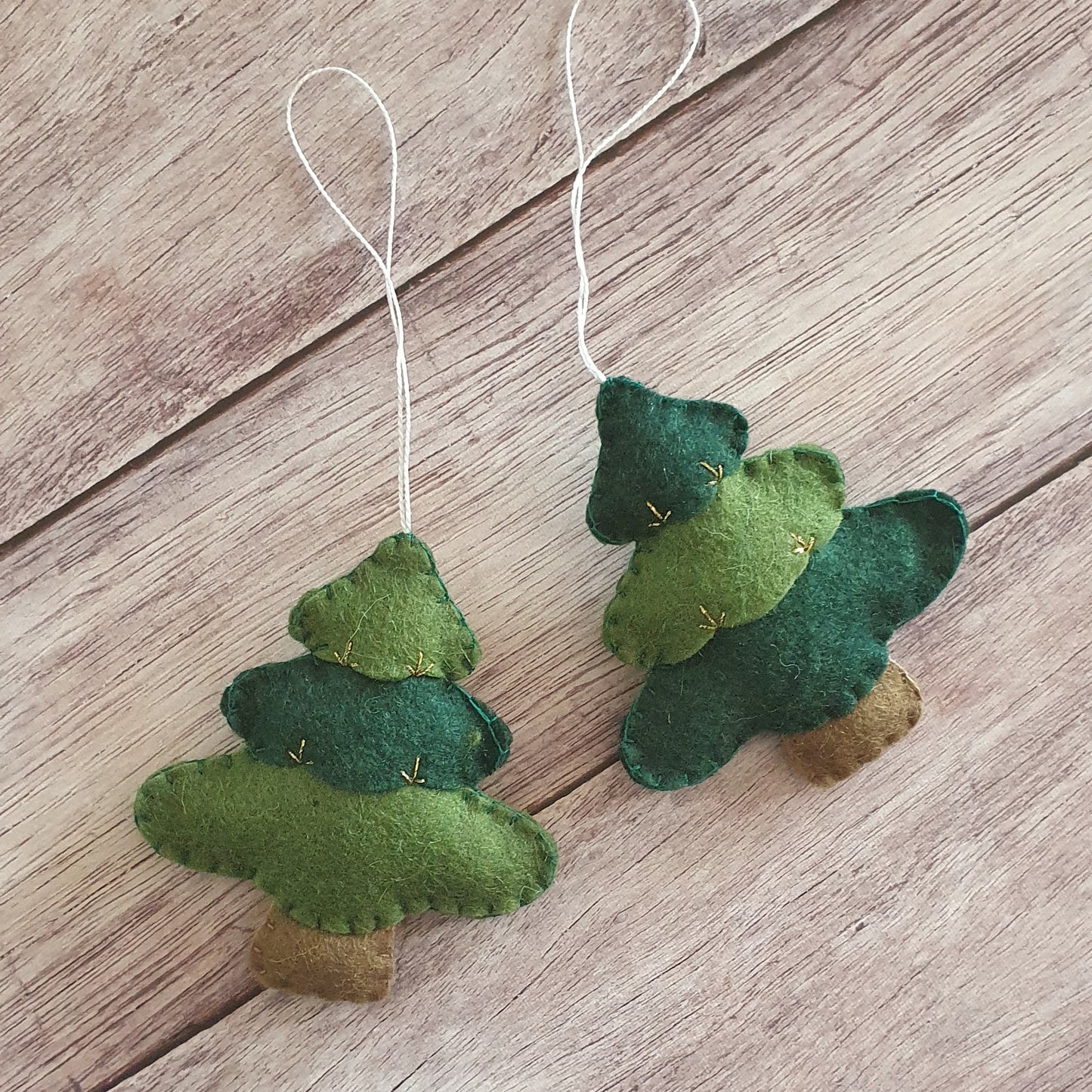 Christmas tree ornament - felt hanging decoration - Christmas/Housewarming home decor - hand embroidered - for x-mas