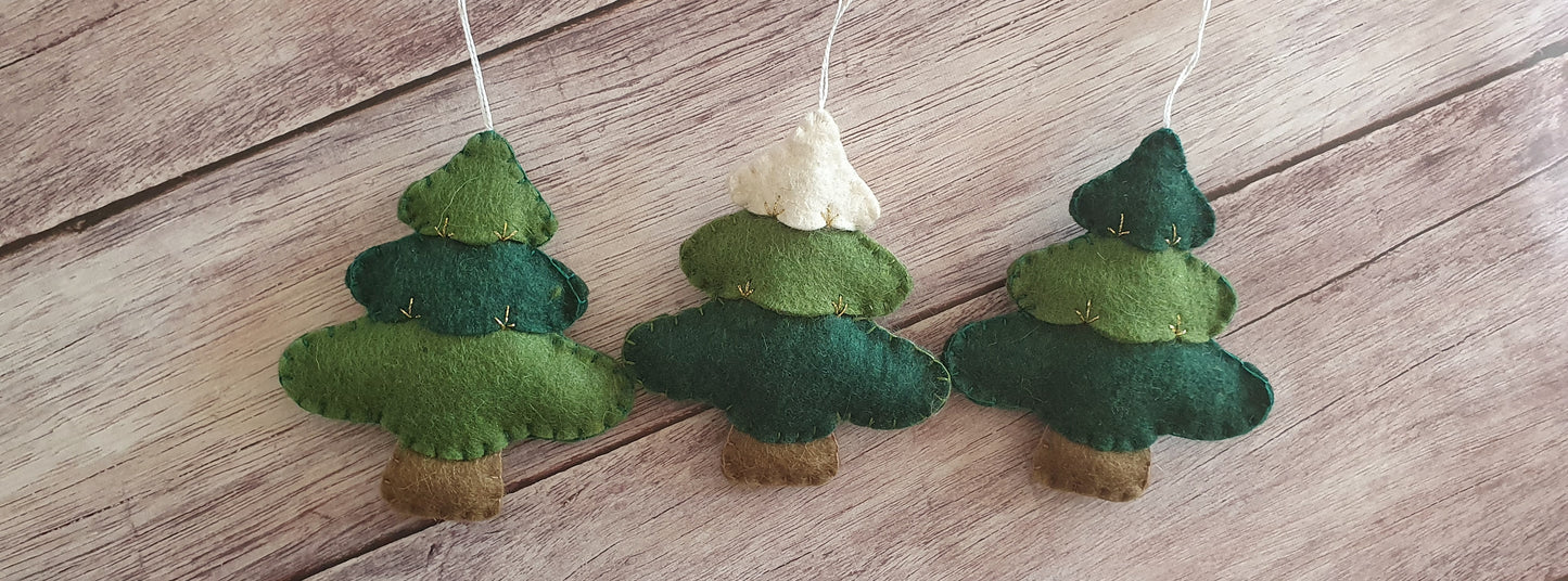 Christmas tree ornament - felt hanging decoration - Christmas/Housewarming home decor - hand embroidered - for x-mas