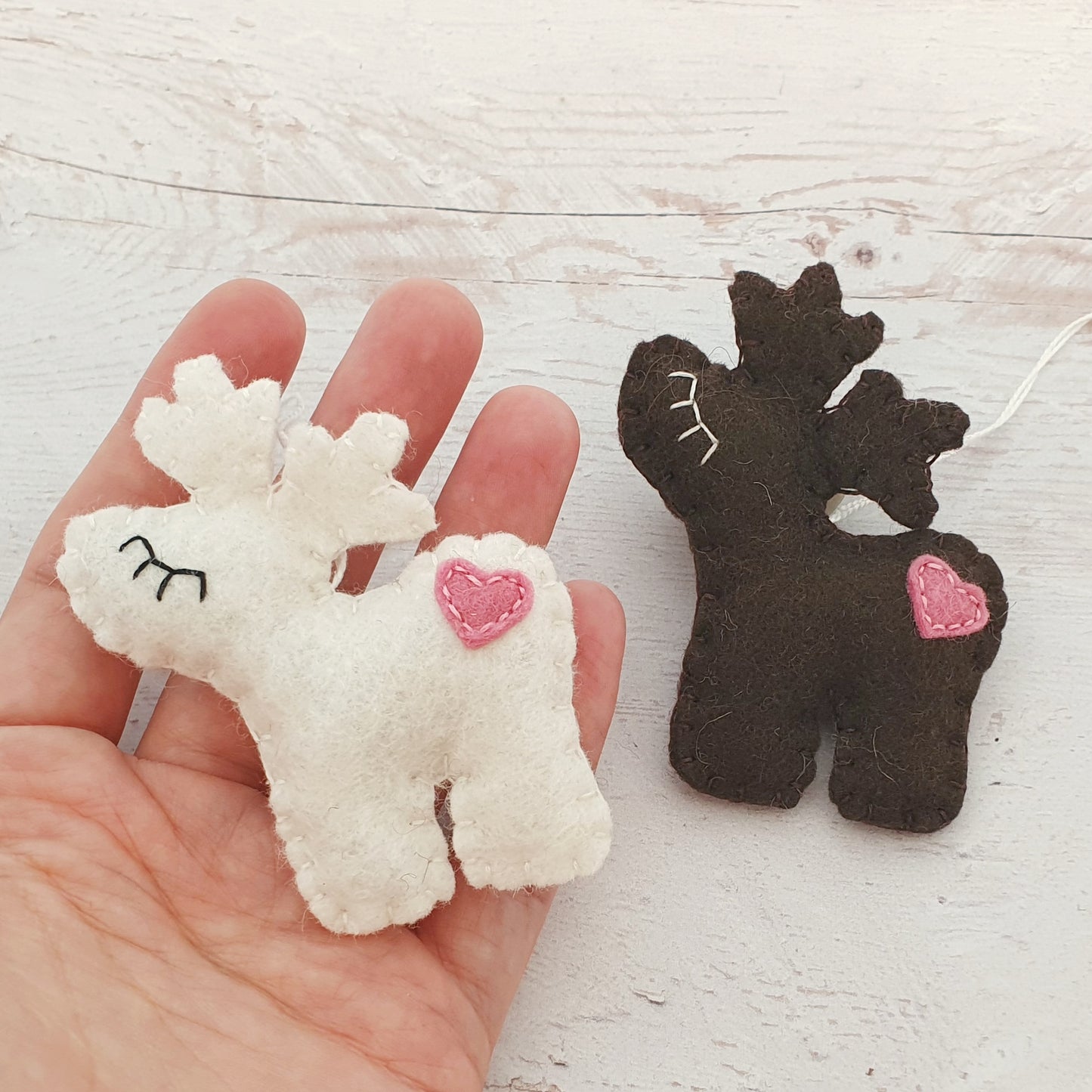 Felt reindeer ornament, red nose deer