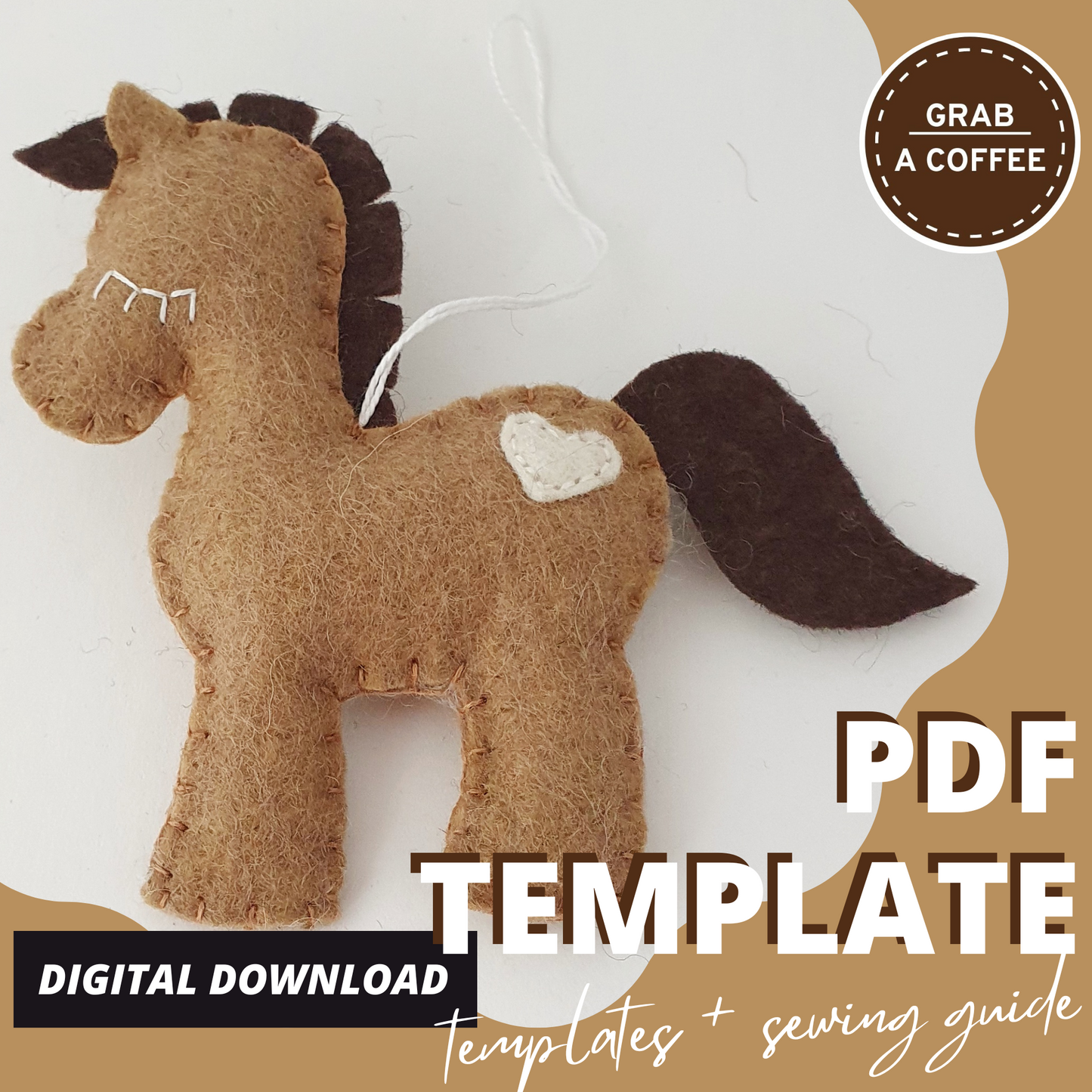 DIY Felt Pony Ornament Pattern – PDF Sewing Template for Beginners | Instant Download